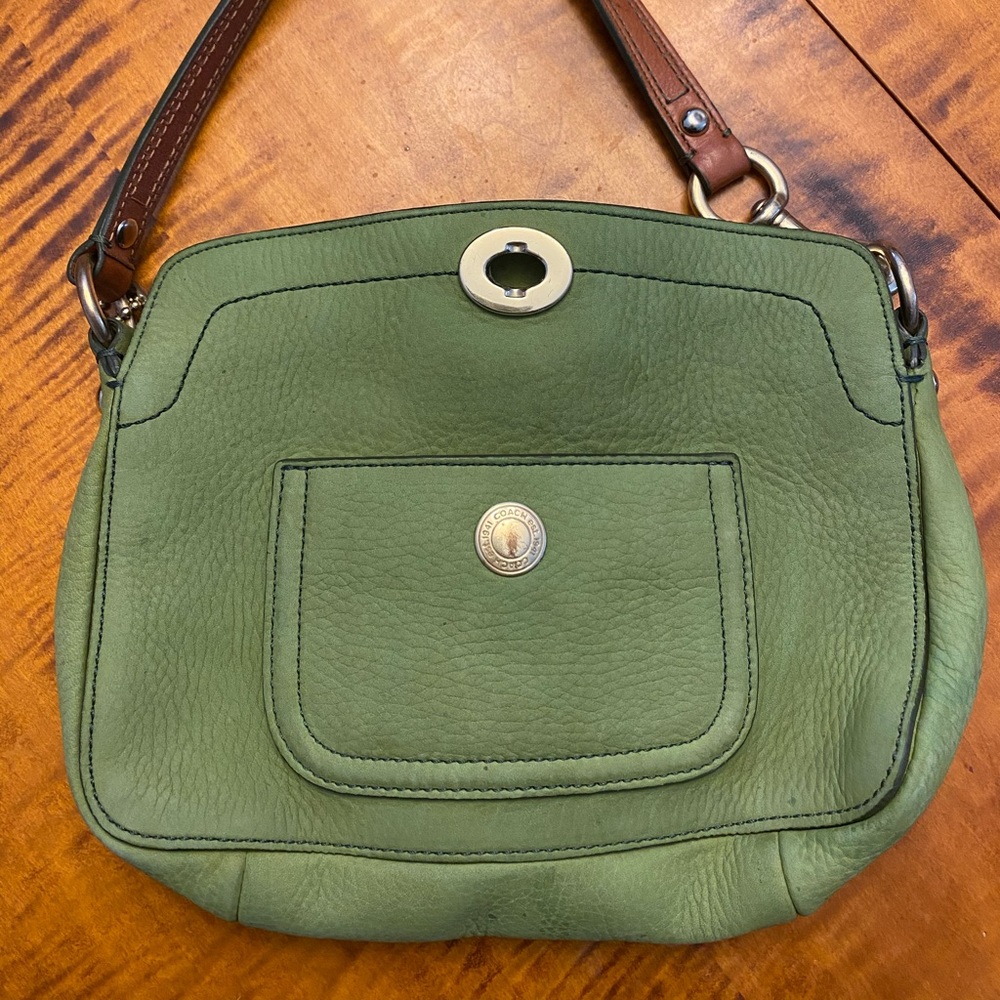 Coach, brushed leather, green
